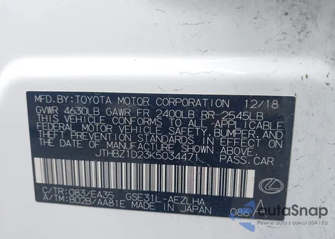 2019 Lexus Is 350 from USA, damaged, VIN JTHBZ1D23K5034471